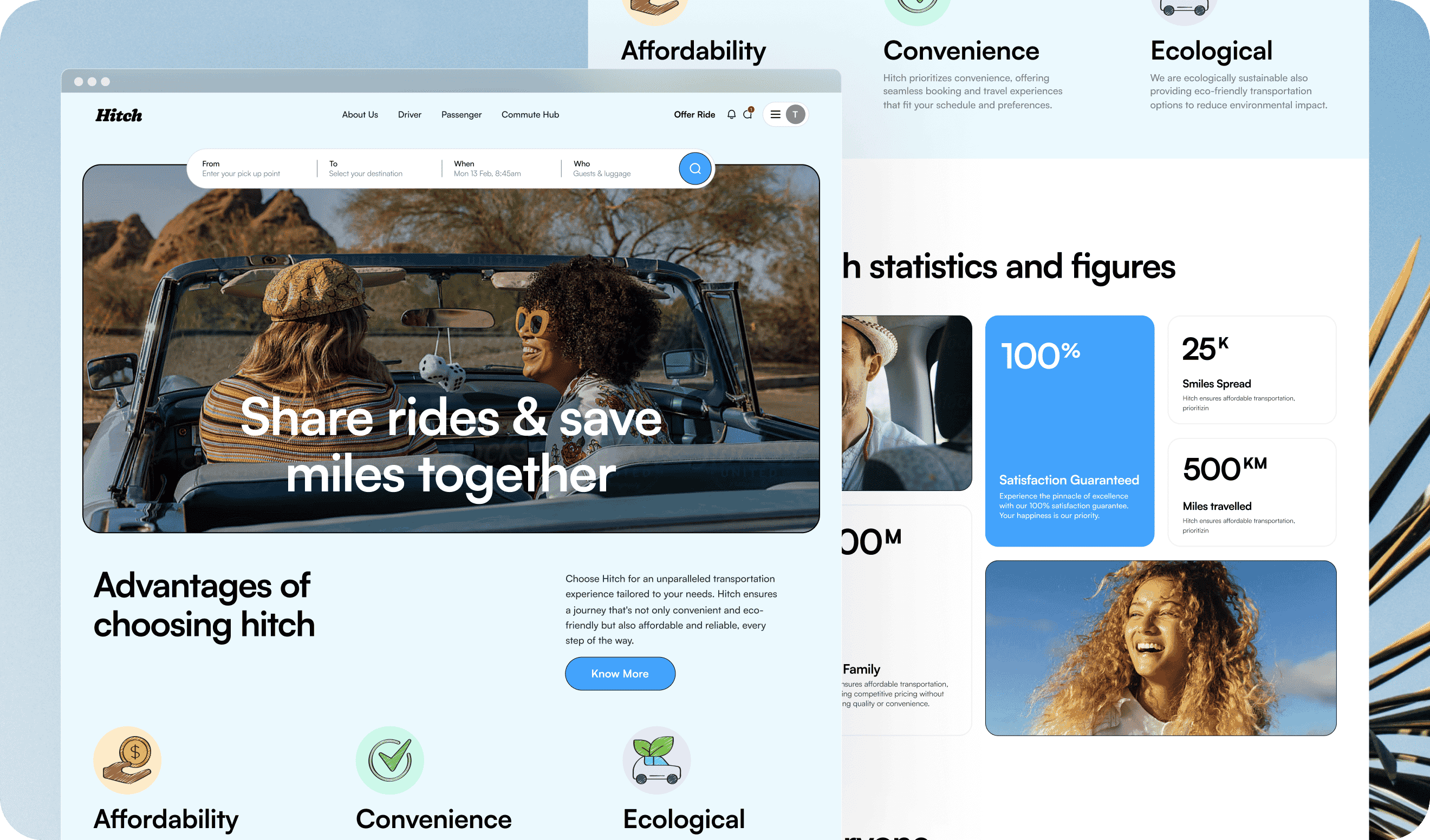 Hitch home page redesign overview.